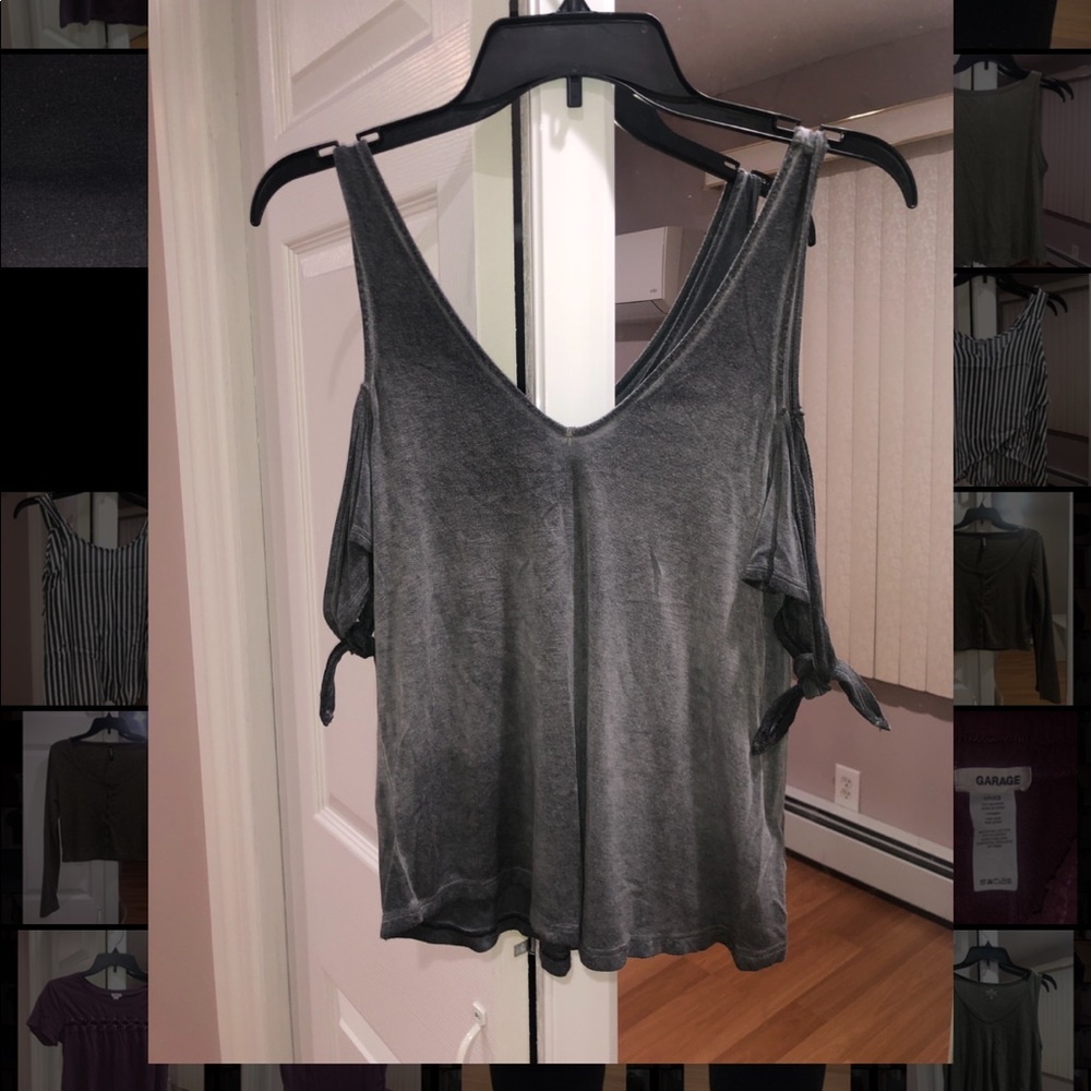 grey cold shoulder top